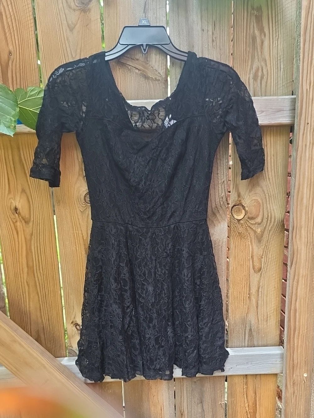 bp Black Lace Short Sleeve Mini Dress